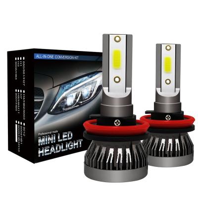 China Super bright mini led headlights ADT 12v newcomer 2020 led car canbus 6000lm auto fanless cob HB3 HB4 9005 9006 h1 h4 h7 h11 mini size led headlights for sale