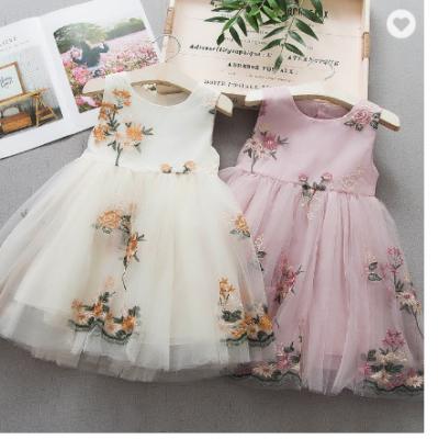 China Breathable Mesh 0-3year Rose Flower Baby Clothes Summer Dresses for sale