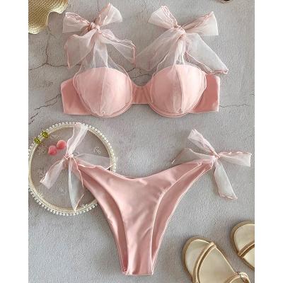 China Pink Breathable Bikini Ready To Ship Sexy Women Swimwear Swimwear Set for sale