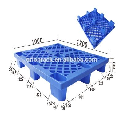 China Single Faced 1200 * 800 * 135 Mm Black Single Side Cheap 9 Feet Recycled HDPE Plastic Pallet For Layout Use for sale