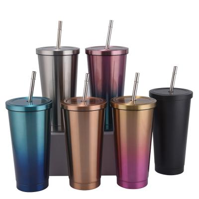 China New Design 20 Oz Double Wall Metal Stainless Steel Empty Sustainable Steel Insulated Coffee Tumbler With Straw for sale