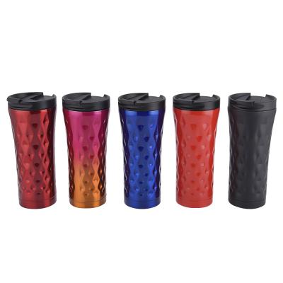 China Wholesale 500ml PORTABLE Stainless Steel Travel Coffee Double Wall Insulated Rhombic Tumbler for sale