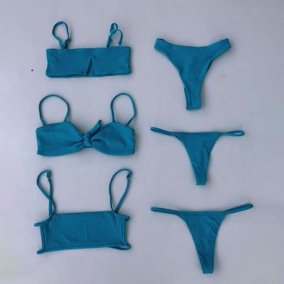 China 2022 Breathable Blue Fabric Swimwear Women Luxury Recycled Thong Bikini for sale