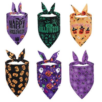 China Viable Factory Custom Dropshipping Printing Dog Bandana Soft and Smooth Multi Color Halloween Pet Bandana for sale