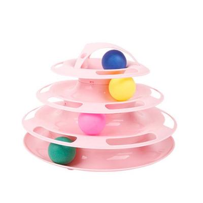 China Stocked 2021 New Four Levers Tower Of Tracks Ball Toys Fun Interactive Cat Toys For Cats Indoor Ball for sale