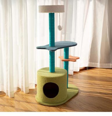 China Wholesale Custom Viable China Space Cat Tree House Multi-Function Cat Scratcher Tree Large Stile Soft Cat Tree for sale