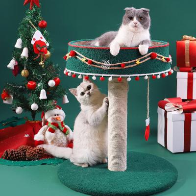 China Super Luxury Multifunctional Christmas Wooden Cat Tree House Scratch Resistant High Quality Sustainable Cat Tree for sale