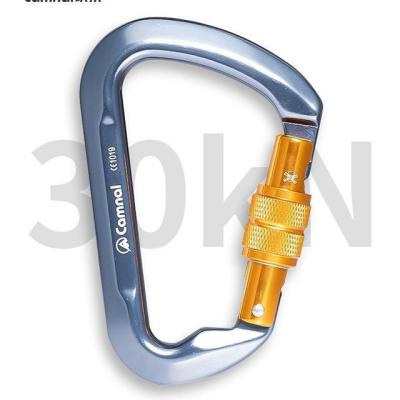 China 7075 Aviation Aluminum 30KN D Shape Rock Climbing Carabiner for Safety and Rescue for sale