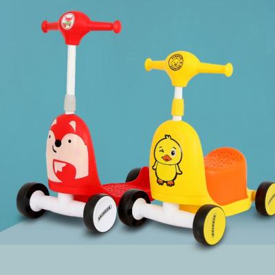 China Ride On Popular Cute Four Wheels Kids Toy Scooter Two In One Baby Scooter With Seat for sale