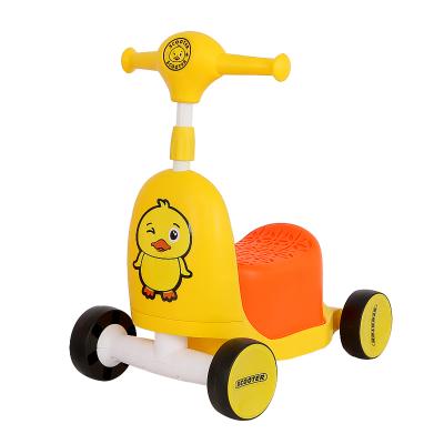 China Ride On Toy Yellow Duck Kids Scooter , 2 In 1 Baby Scooter With Music And Light for sale