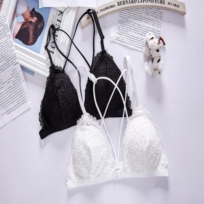 China 2021 New Design Breathable Women Lace Up Bralette Fancy Triangle Breathable Sexy Bra for sale