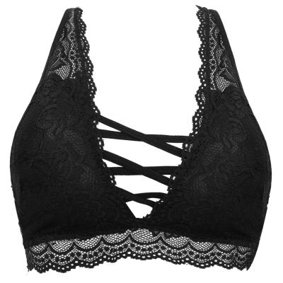 China Breathable Breathable Lace Shorts Wrap Deep V-Neckline Bralette for sale