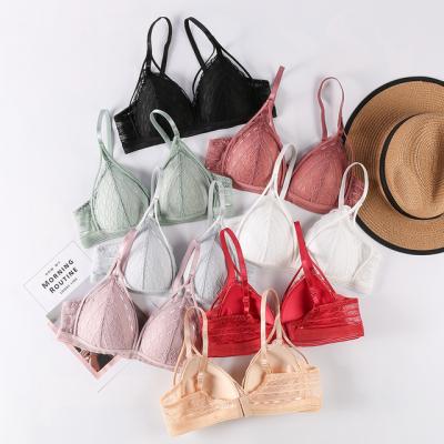 China 2021 New Design Breathable Women Lace Up Fancy Breathable Triangle Bralette Plus Size Sexy Bra for sale