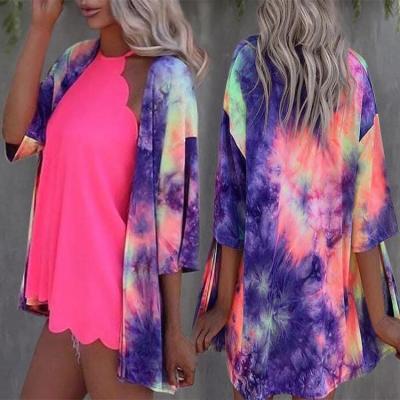 China New 2020 aliexpress anti-static anti-static summer hot American style tie-dye printed long sleeve blouse for women for sale