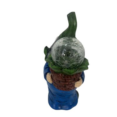 China European Cartoon Garden Gnome Statue Crystal Ball Christmas Gift Outdoor Solar Garden Yard Decoration for sale