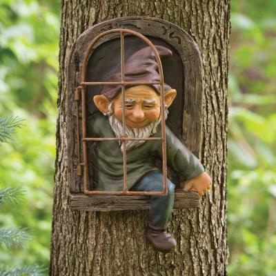 China CLASSIC Amazon Elf 12 Inch Out Of Door Tree Hugger Peeker Garden Peeker Yard Art Whimsical Tree Sculpture Decoration for sale