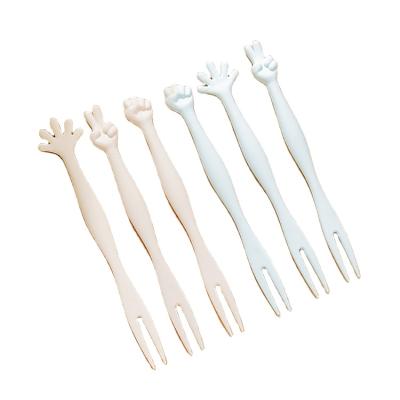 China Sustainable D891 Hot Selling Cute Scissors, Stone, Plastic Paper Fruit And Cake Forks for sale