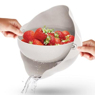 China Nature Plant Fiber Vegetable And Fruit Rolling Drain Strainer Composed Biodegradable Bowl for sale