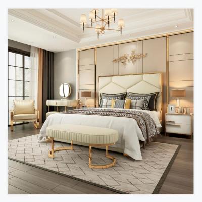 China OEM ODM Durable European Luxury Modern Bedroom Furniture Soft Leather Wooden King Double Bed for sale