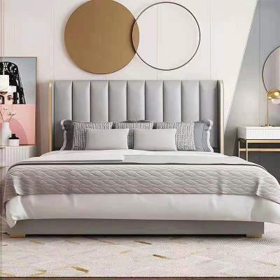 China Easy Assemble Bedroom Furniture King Size Bed Leather FOSHAN Bed Set Wooden Frame Modern Style Bed for sale