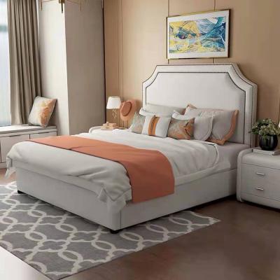 China New Durable 2021 Modern European Bedroom Furniture Fabric PU Model Luxury Leather Double Bed for sale