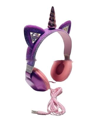 China Amazon Hot Selling Headband Cute Unicorn Headphone Cat Ear Fashion Cartoon Stereo Cute Headphones New for sale