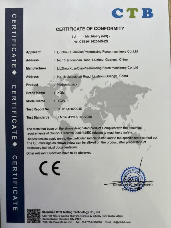 CE - Liuzhou Xuanqiao Prestressing Force Machinery Co., Ltd.