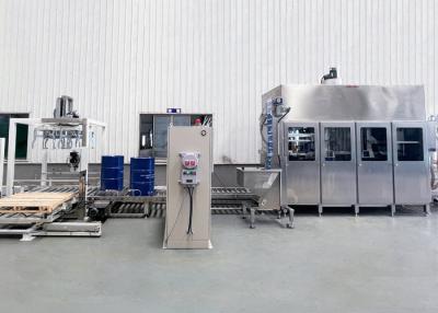 China Two Nozzles 200L Fully Automatic Acrylic Acid Chemical Liquid Filling Machine With Auto Drum Palletizer zu verkaufen