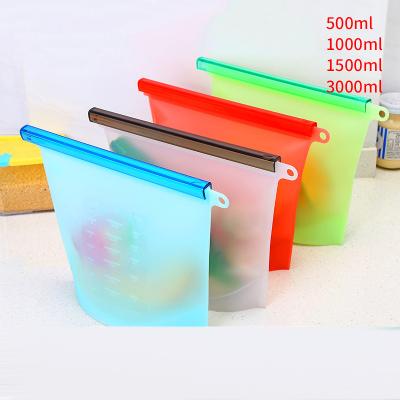 China Sustainable Household Food Zip Lock Food Bag Fridge Grade Refrigerator Storage Silicone Food Storage Bag for sale