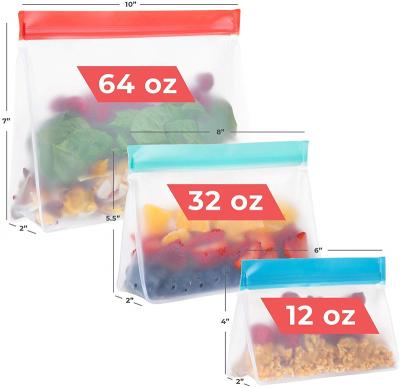 China Peva Sustainable Reusable Food Storage Bags 12 6 3 Pack BPA Free Double Sealed Snack Bags For Sandwich Meal Prep Foo for sale