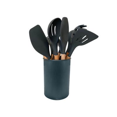 China Viable Accept Sample Order Silicone Kitchen Utensils Set Portable Utensil Set With Case for sale