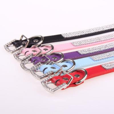 China Multi Collor Pet Dog Collar Large Current Cheap Lights Rhinestone Puppy Collar Factory Price Multi Leather Pet Collar Small for sale