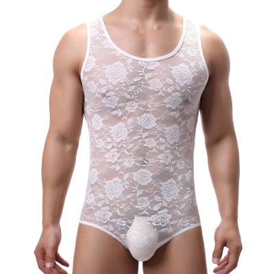 China Men's Breathable Underwear One-Piece Body Shaping Clothes To Lace Up Tight Thin Translucent Off The Shoulder Bottom for sale