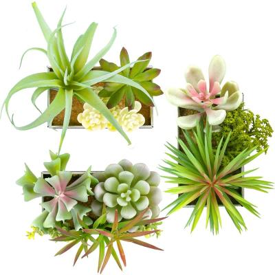 China Mini Faux Succulents Plants Custom Made Eco-Friendly With Pots Office Deco Artificial Plants Bonsai Home Potted for sale