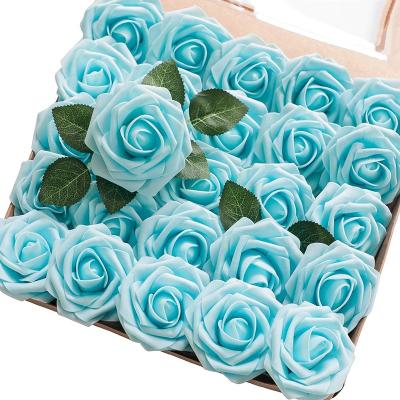 China Artificial Royal Blue Rose Bouquet Immortal and Eco-Friendly Garden Supplies with Stem Foam Flower Cake Decorating Faux Flowers Polynesian Dried Roses for sale