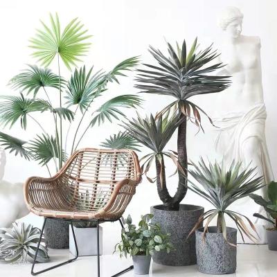 China Minimalist Decorative Green Artificial Bonsai Tree House Office Interior Design Faux Agave Potted Plant for sale