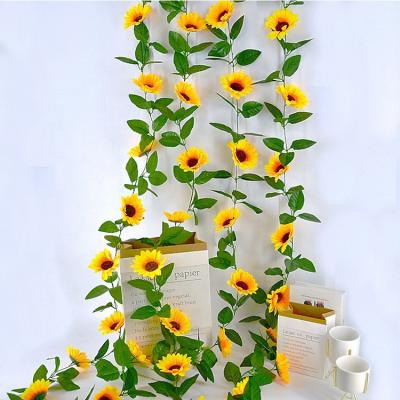 China Realistic Fake Vine Artificial Wall Hanging Sunflower Home Wedding Birthday Party Decor Indoor Vine Vines For Sale for sale