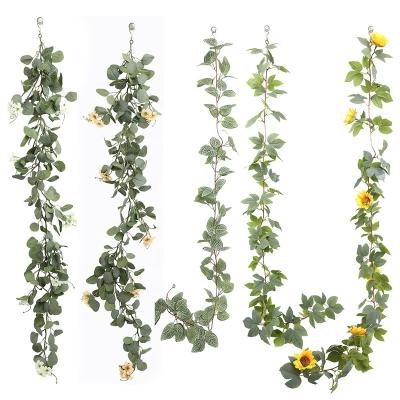 China Custom Realistic Fake Party Artificial Home Wedding Hanging Wall Vine Sunflower Flower Vine Decorative Plant Garland Vine Indoor Outdoor for sale