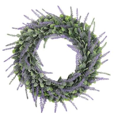 China Fashion Style Realistic Decor Fake Lavender Wall Hanging Artificial Wedding Garland Spring Wreath Door Knocker Bulk for sale