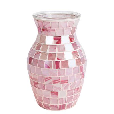 China Modern Wholesale Plant Glass Vase for Indoor Outdoor Indoor Artificial Plants and Flowers Fuax Flower Pots in Bulk Pink for sale