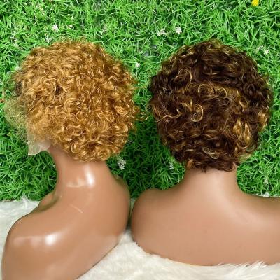 China Brazilian Straight 13x1 Lace Frontal Hair Wig, Pixie Cut Curly Wig Short Lace Wigs, Short Pixie Cut Blonde Wig T Part Lace Wig for sale