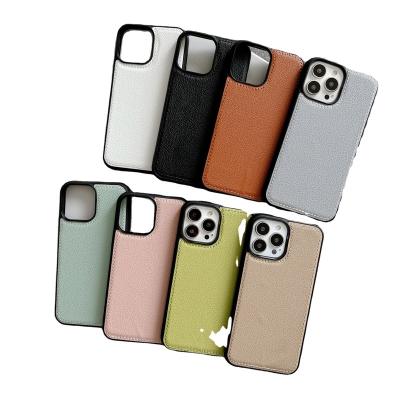 China Fashion Lychee Pattern Shockproof Luxury PC Leather For iPhone 11 12 13 Mini Pro Max for sale