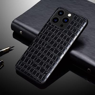 China Luxury Shockproof Simple Crocodile OEM/ODM Mobile Phone Leather Case Back Cover For Iphone 12 13 pro Max Mini for sale