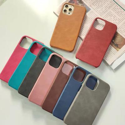 China Shockproof For iPhone 13pro Luxury Leather Cell Phone Case Simple Pattern Calf Phone Protective Case Suitable For 12pro Protective Case for sale