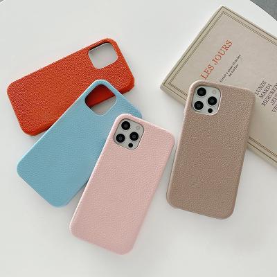 China Vintage Lychee Single Grain Leather Waterproof Suitable iPhone 13Promax Mobile Phone Case 13 Girls Fashion For iPhone 11 12 for sale