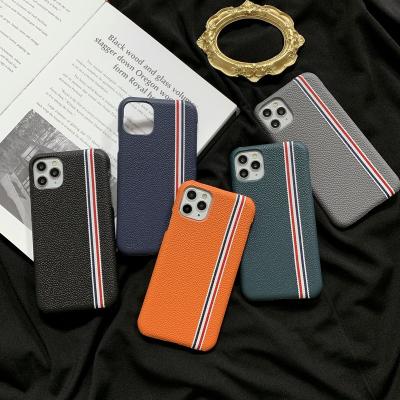 China Shockproof Genuine Leather Phone Case, Custom Business Cell Phone Cover Device For iPhone X XR 11 12 13 pro Max for sale