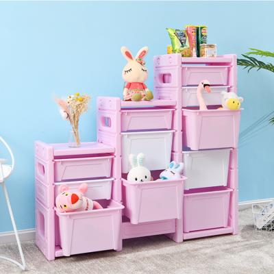 China Contemporary Indoor Plastic Toy Shelf Storage Organizer Children's Toy Storage Shelf Kids Cabinets for sale