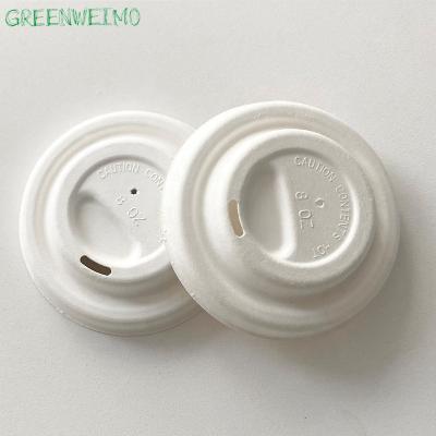 China Custom Logo Printing Biodegradable Bagasse Pulp Disposable Coffee Paper Cup Lid Cover for sale