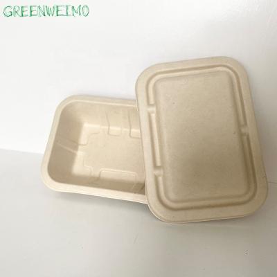 China Sugar Cane Heatable Biodegradable Bagasse Quick Takeout Disposable Food Container With Lid for sale