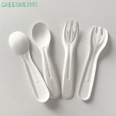 China Disposable Eco Wooden Cutlery Fork Knife Spoon Eco-friendly Biodegradable Pulp Bagasse Disposable Eco-friendly Cutlery for sale